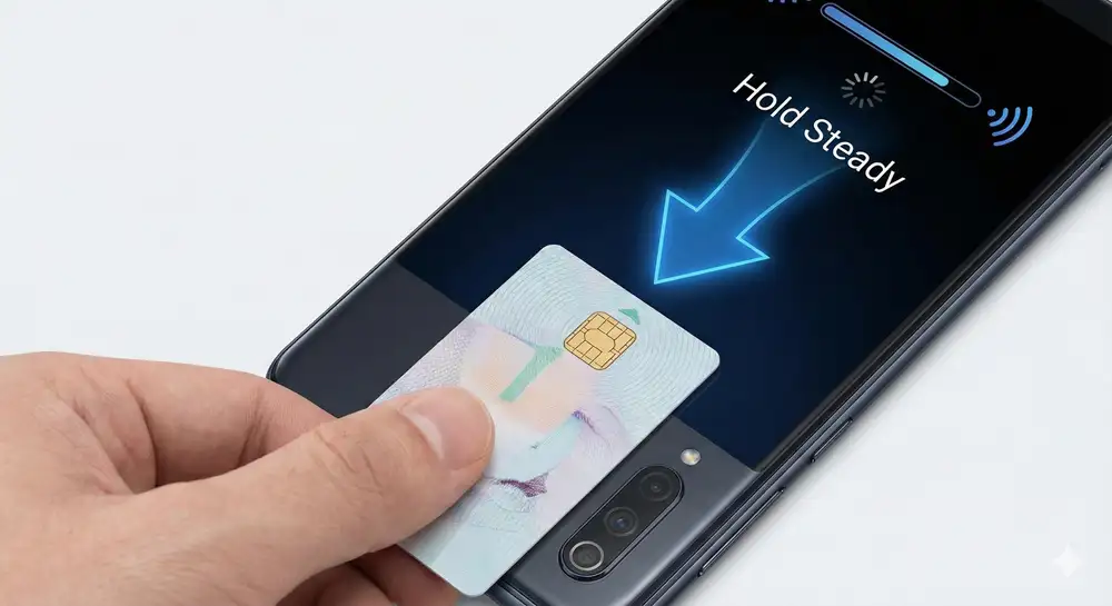 شرح استخدام NFC للتحقق من بطاقة الهوية على مسار بسهولة 3 3 Scan Your Card