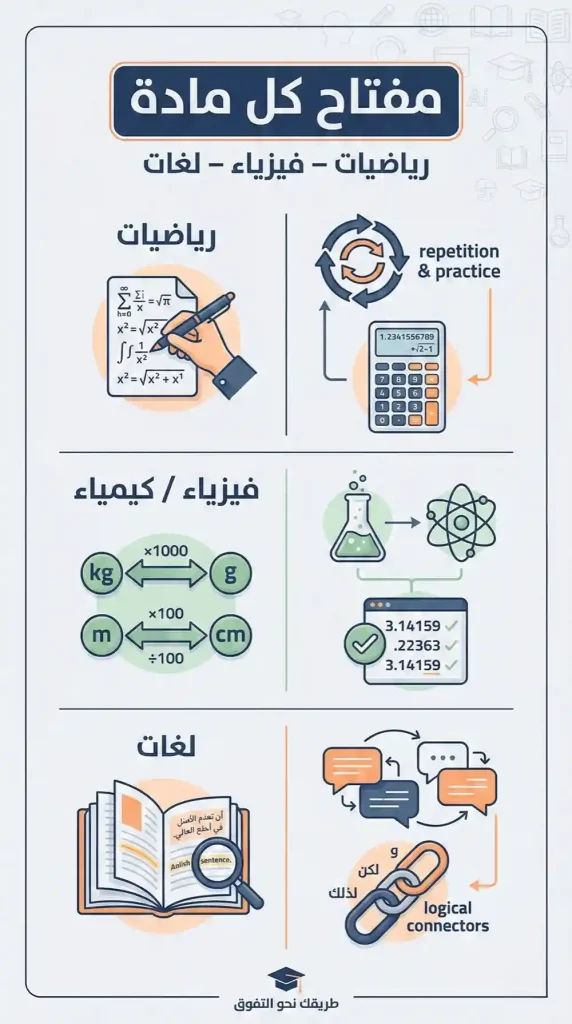 كيفية فهم ومراجعة كل مادة على حدة