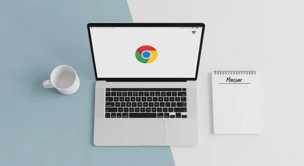Checklist requirements for Massar login including a laptop, stable internet, and updated browser.
